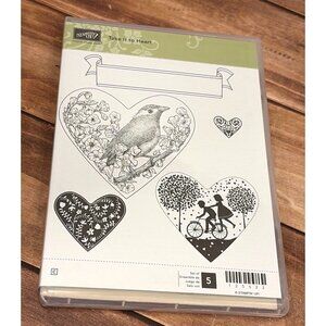 STAMPIN' UP! 125522 TAKE IT TO THE HEART RUBBER MOUNTED STAMP SET OF 5 LOVE